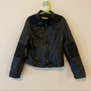 Jessica Simpson Black Moto Jacket Girls Medium 10 12 Faux Leather Biker